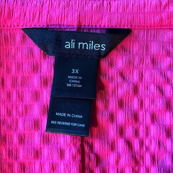 Ali Miles - Textured Pink Button-Down Shirt - Picture 3 of 8